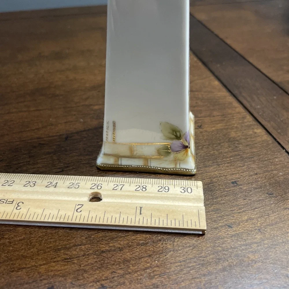 Vintage Handpainted Nippon Porcelain Vase with Purple Violet Flowers Buds